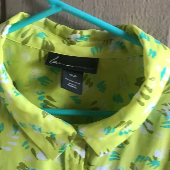 Lane Bryant Lime Green Sheer Blous - Picture 3 of 7